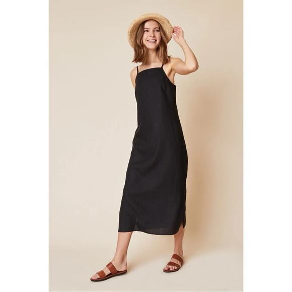 Whimsy + Row Loni Dress in Black Linen Sz M - Picture 2 of 8
